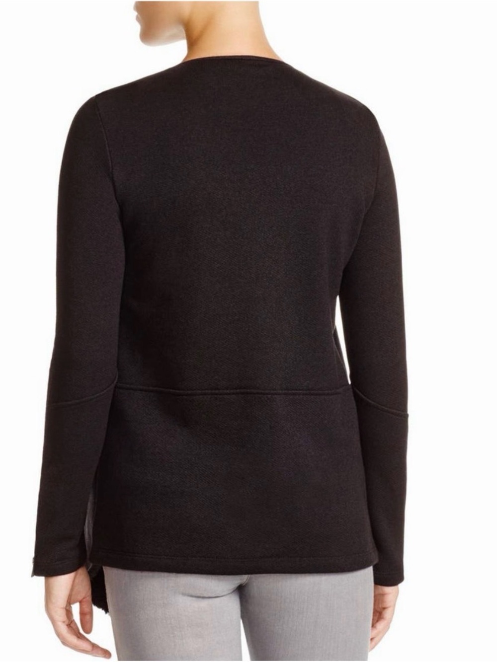 Velvet by Graham & Spencer Black Drape Faux Shearling Knit Open Front Jacket M - Picture 2 of 12